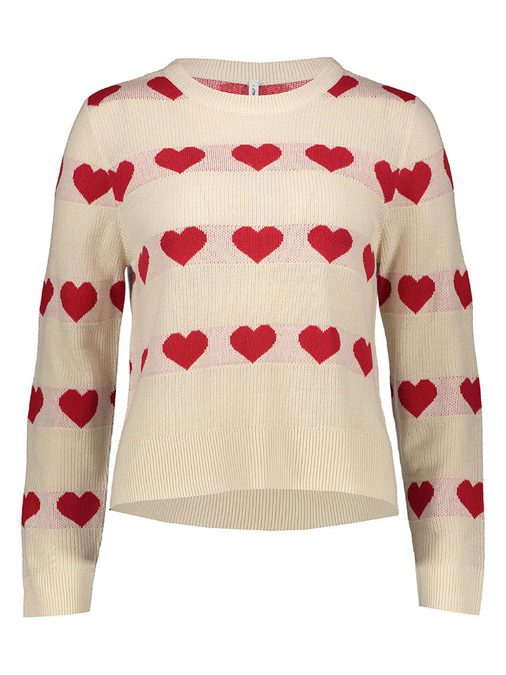 ONLY Pullover in Beige/ Rot - S