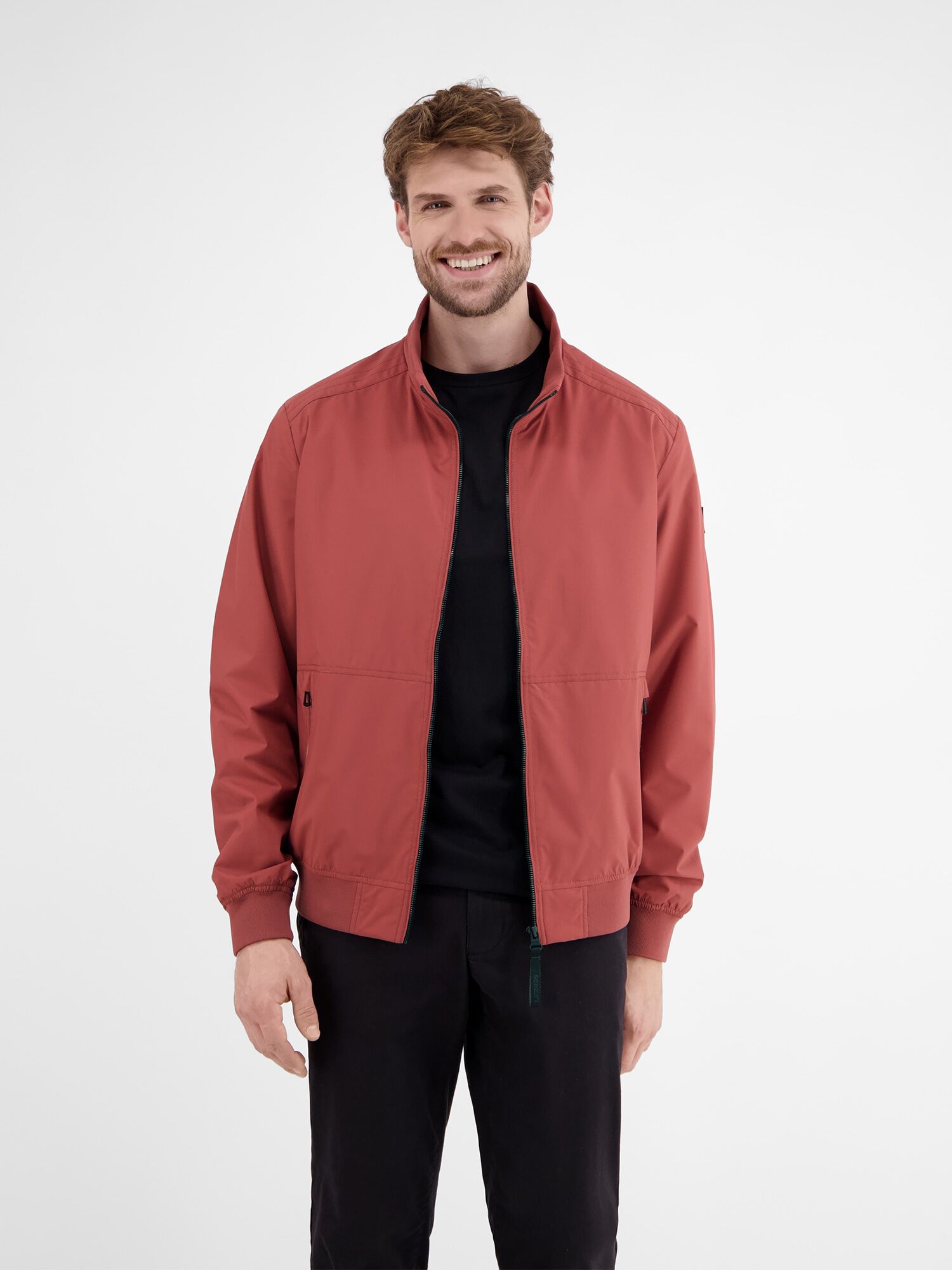Blouson LERROS "Wind- und wasserabweisender Herren Blouson", Herren, Gr. L, rot (earth rot), 100% Polyester, Jacken Blouson earth rot L