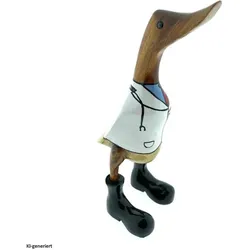 HTI-Living, Deko Figuren + Skulpturen, Deko Holzente Wathattn Bambus handgefertigt maritime Figur 27 cm Wohnaccessoire