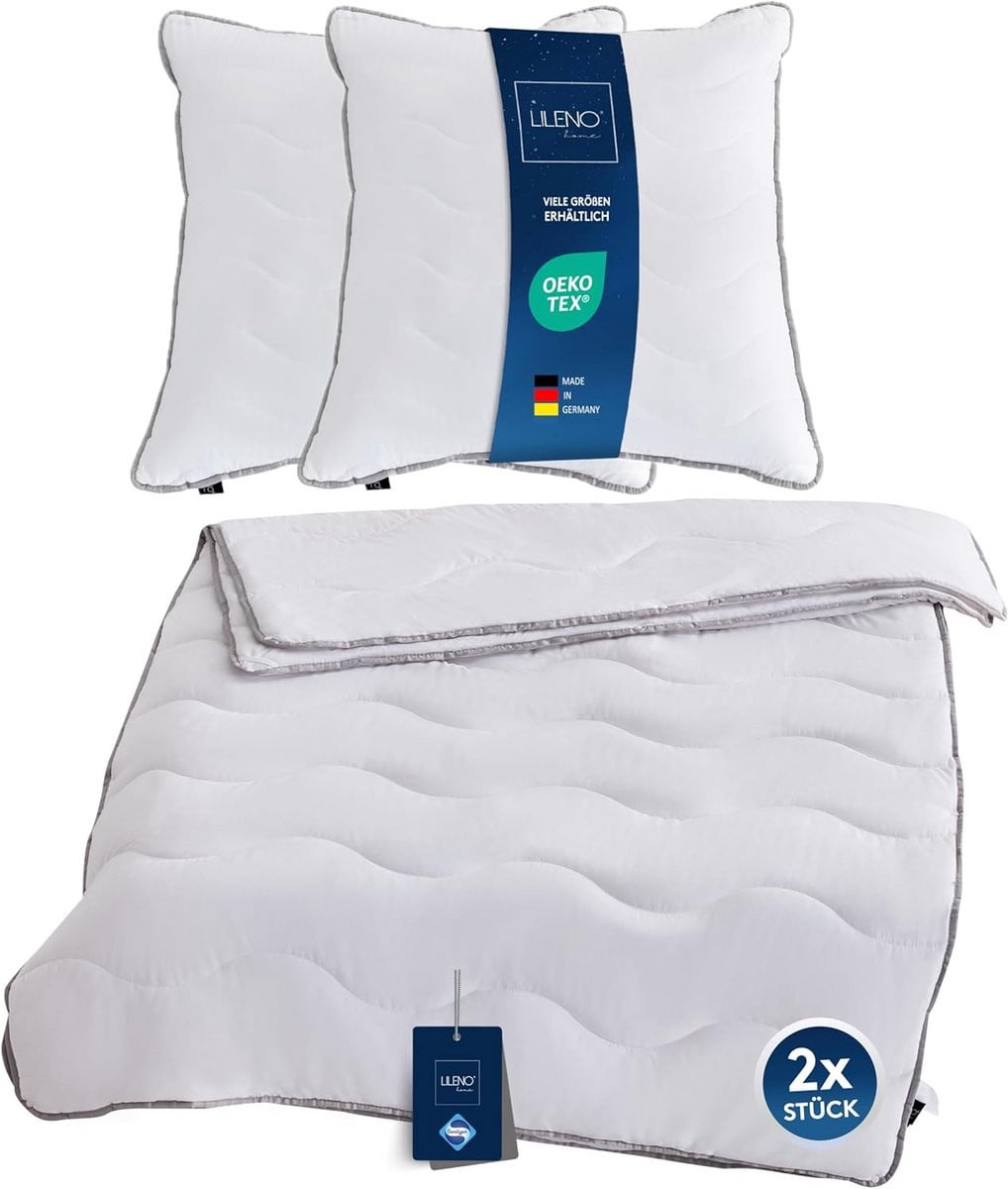 Wit 4-seizoenen Dekbed Set met Dekbed en Kussen van Microvezel, 200x200 cm