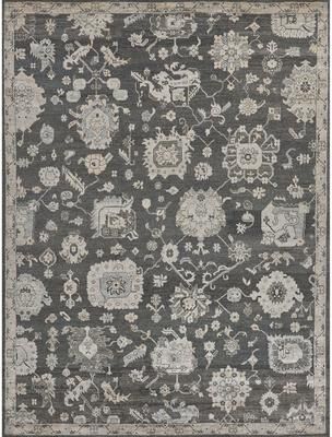 EXQUISITE RUGS Museum Hand-knotted Bamboo Silk Midnight Charcoal Area Rug.
