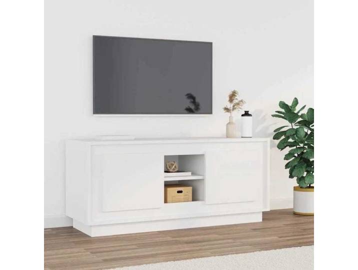 Magnifique Meuble TV élégant - ZENCORE - Support téléviseur/commode hifi/ARMOIRE TV blanc 102x35x45cm bois d'ingénierie M3294769