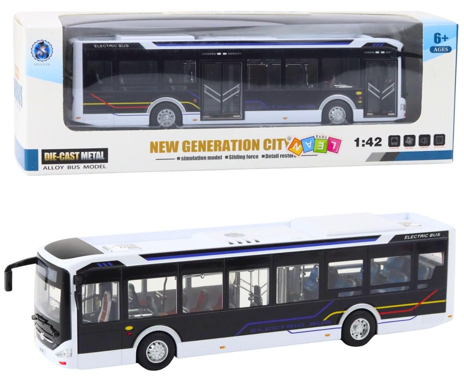 Lean Toys Metalen stadsbus wit
