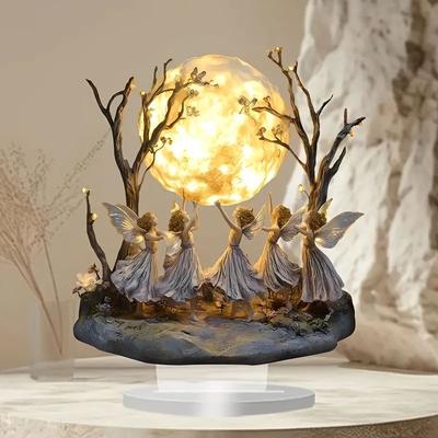 Inspire Select Mystic Moon Elf Acrylic Tabletop Decor Enchanting Fantasy Desk Ornament For Home & Office a