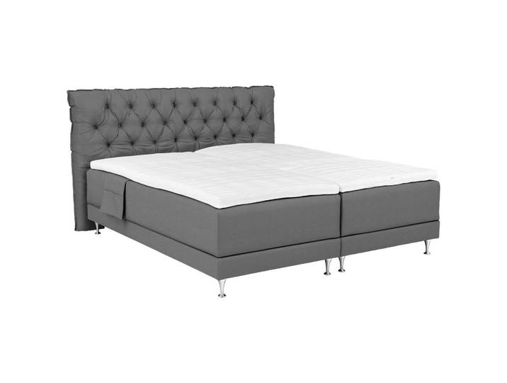 Welnova Boxspringbett, Grau, Metall, H4, 7-Zonen, 180x200 cm, gepolstertes Kopfteil, Stoffauswahl, Topper geteilt, In verschiedenen Grössen erhältlich, Härtegradauswahl, Matratze geteilt, Schlafzimmer, Bett, Doppelbetten