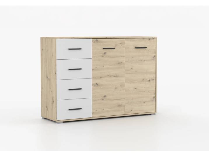Kommode MARSYLIA 4S 135 cm Artisan Eiche + Weiß Artisan Eiche
