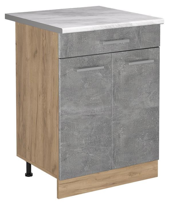 Vicco R-Line Keukenonderkast Beton/Goudkleurig Eiken met lade en marmer werkblad, Model 61200