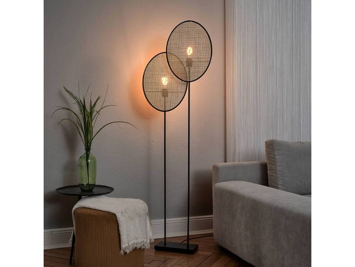 OSRAM Stehlampe Decor Rattan Dandelion, creme / amber, für Wohn- / Esszimmer, Holz, Mediterran, Stehlampe