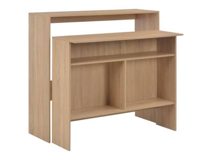 Xolmizyn Bartisch Holzwerkstoff Stehtisch mit beweglichem Untertisch Eichenoptik, Platzsparendes Design, Wohnzimmer & Küche, Stabil & Langlebig