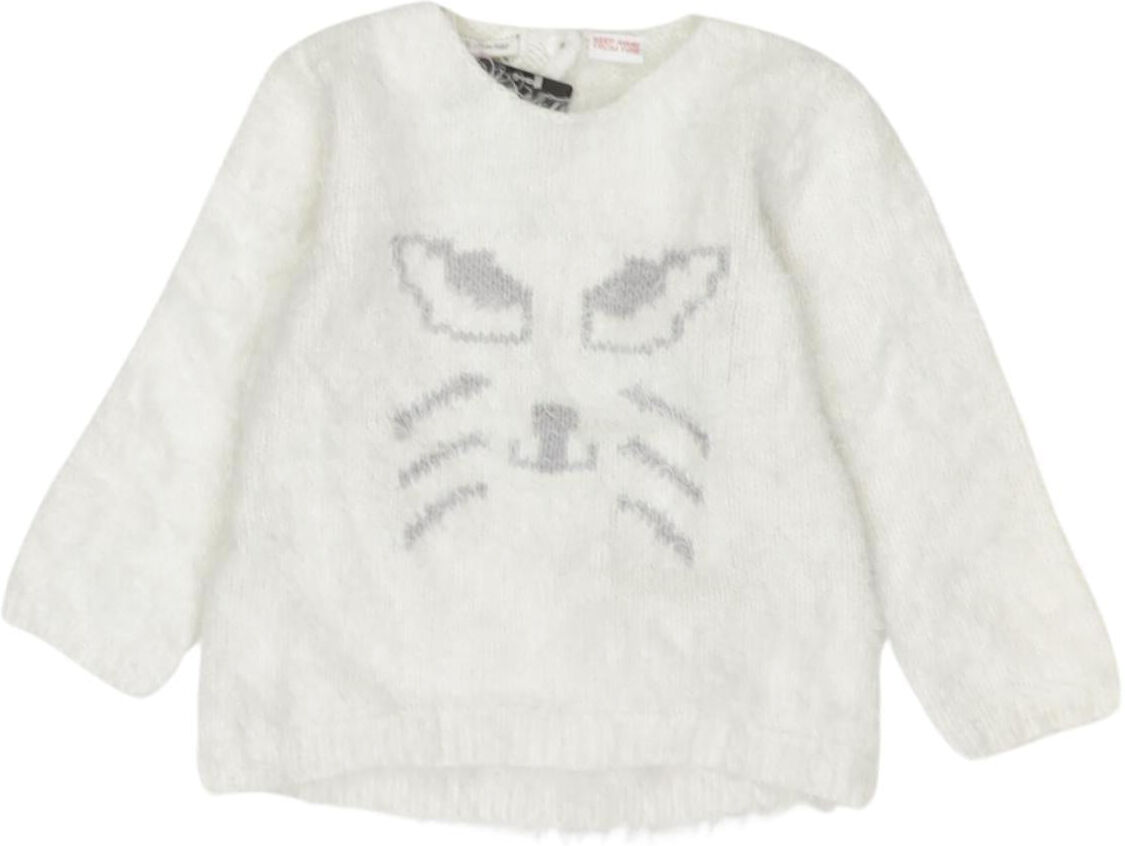 Zara Mädchen Pullover, Weiß, Gr. EU 92, Synthetik - Second Hand