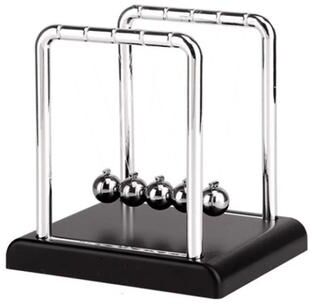 ModernMart Newton's Cradle: Square Design Metal Pendulum Toy For Educational Physics & Office Stress Relief black M