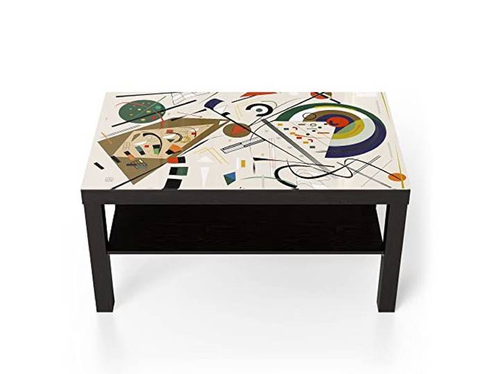 DEQORI Glastisch schwarz groß 90x50 cm Motiv Expressionistische Formen ausgefallener Beistelltisch aus Glas Hochglanz Couchtisch fürs Wohnzimmer moderner Couch Tisch mit Design