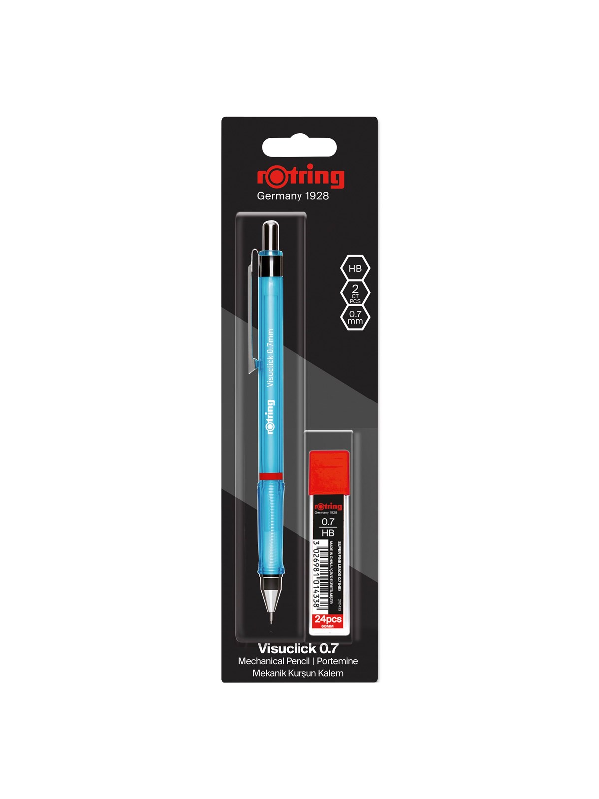 Rotring Visuclick Mechanical Pencil Set with 0.7mm 2B Leads (x24) | Assorted Barrel Colours