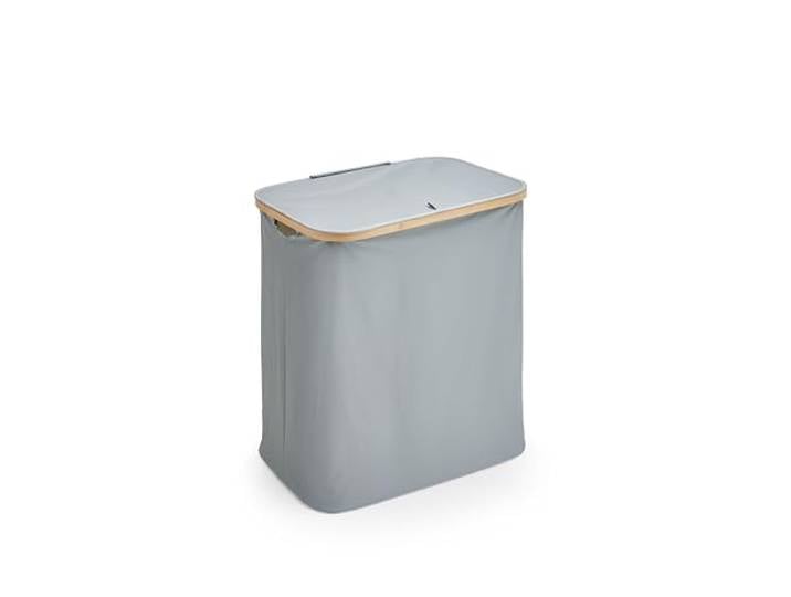 xonox.home – Wäschekorb 57x60x37 cm in grau – Badezimmer Wäschekorb mit hochklappbareren Deckel – Hochwertige Materialien – klassisch, modern, zeitlos, Basic, natürlich
