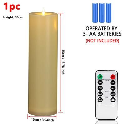 Inspired Living Large Flameless LED Candle Battery Operated Flickering LED Candle For Wedding And Event Decor 35cm