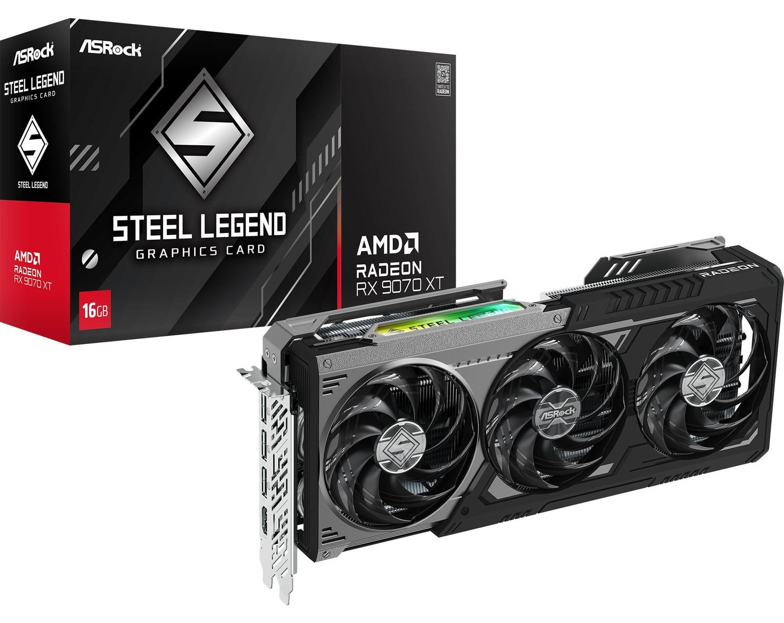 ASRock AMD Radeon RX 9070 XT Steel Legend Dark 16GB videokaart