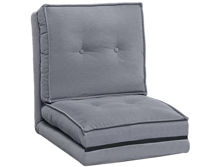 Fauteuil de sol pliable dossier réglable velours côtelé gris