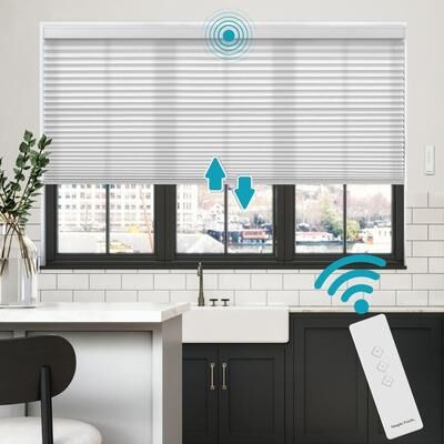 BlindsAvenue Motorized Cellular Shade, Remote Control, Light-Filtering, White