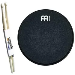 Meinl MMP6BK Practice Pad 6 Zoll mit Drumsticks, Schlagzeug Zubehör, Schwarz