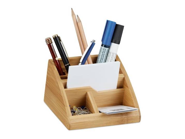 Relaxdays Schreibtisch Organizer Bambus