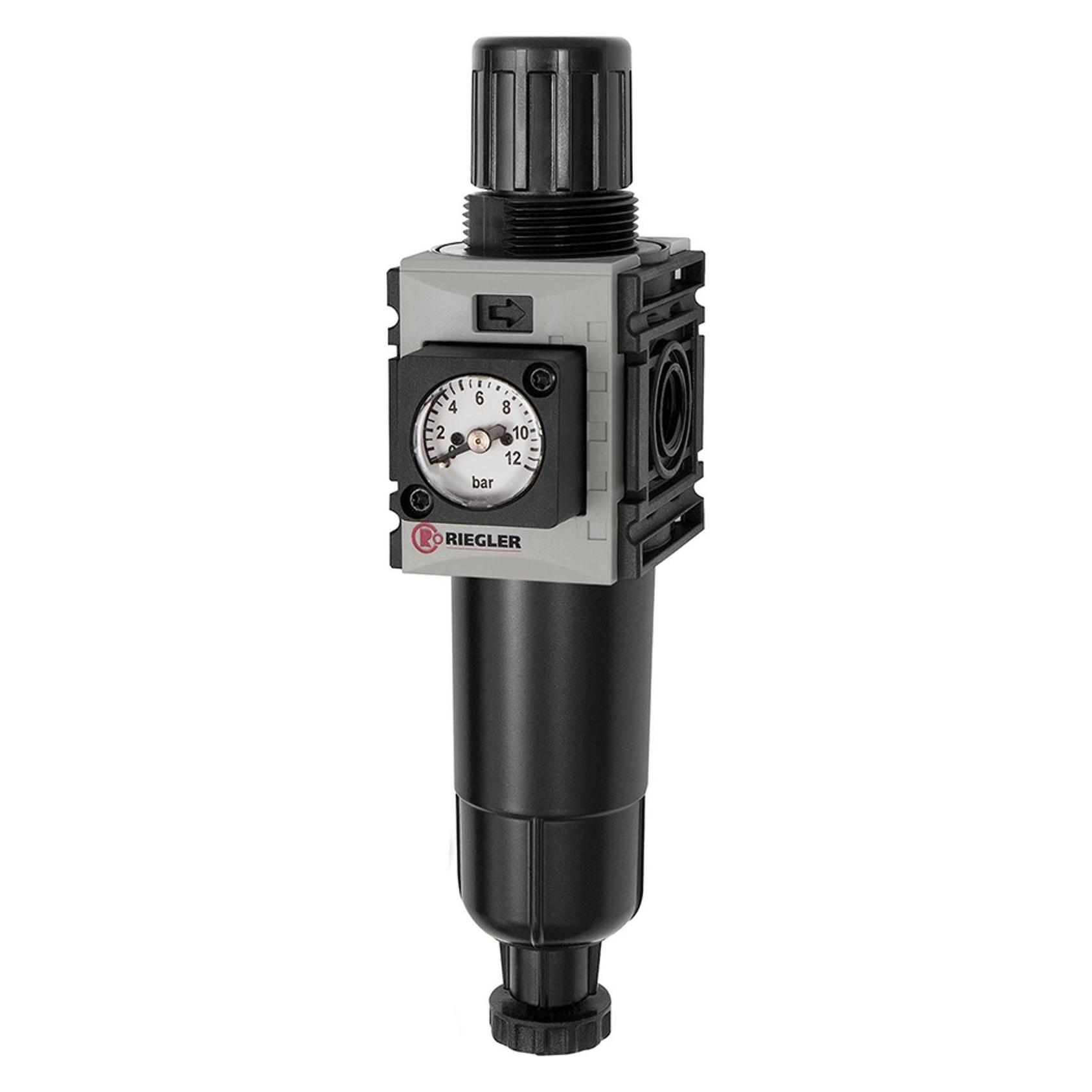 Riegler Filterregler "FUTURA-mini" M-Beh., Kompaktmano, HA, G 1/4, 0,5-10 (FUM 811 M-10-KM)