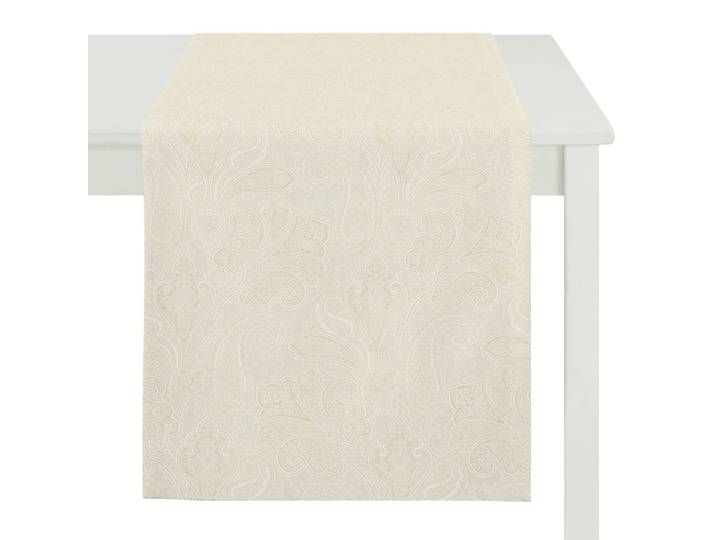 Tischl„ufer 48 x 140cm Weiß/Beige/Matt Vanille