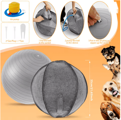 Inspire Essentials Interactive Herding Ball Dog Toy For Outdoor Training grey 55cm