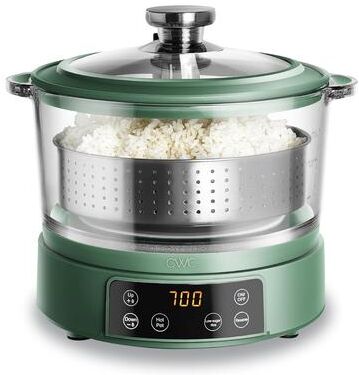 COOK WITH COLOR 3L Glass Low Carb Rice Cooker Holds 2 Cups Raw/Makes 6 Cups Cooked with Auto Lift Filter Basket Digital Panel