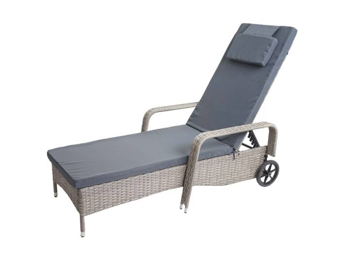 POLY-RATTAN SONNENLIEGE Grau, Grau