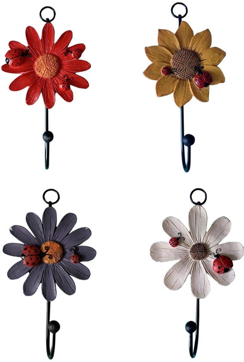 Set van 4 vintage metalen decoratieve muurhaken