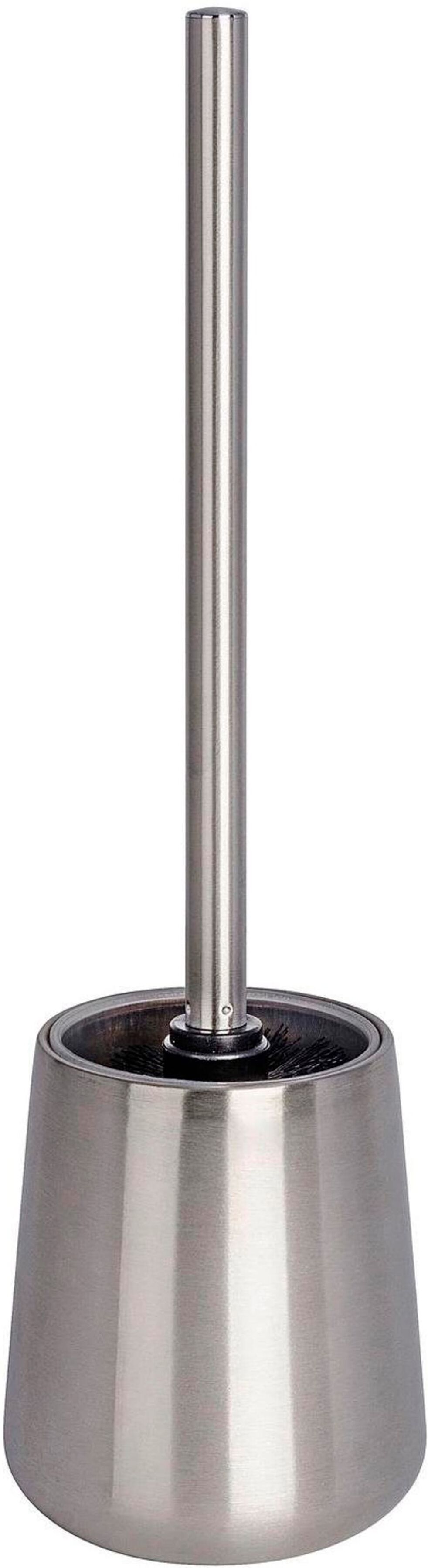 WC-Garnitur WENKO "Solid", silber (silberfarben), B:11cm H:38cm, Edelstahl, Reinigungsbürsten, WC-Garnitur silberfarben Einheitsgröße