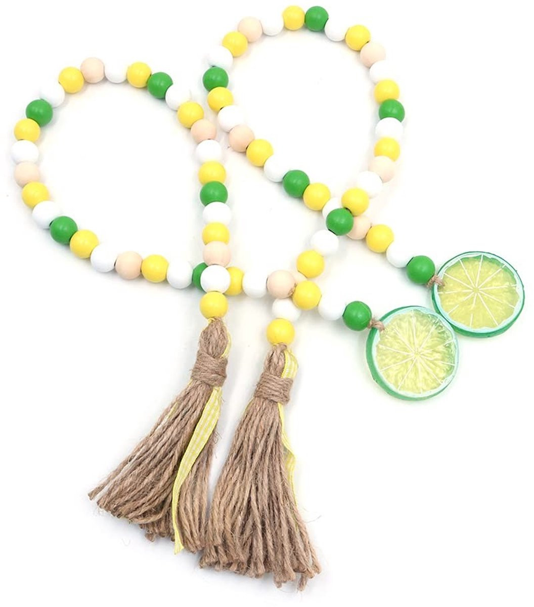 Dailygoody Lichte Fruithouten Parelslinger voor Rustieke Decoratie - 71 cm