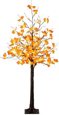 Nearly Natural 5-ft Pre-Lit Minimalist Autumn Maple Artificial Fall Tree - Green