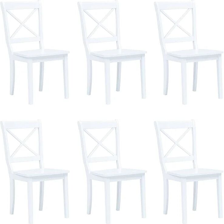 vidaxl Sillas de comedor 6 unidades madera maciza de caucho blanco