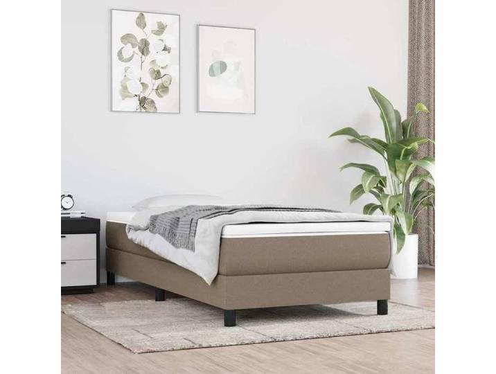 Sommier à lattes de lit avec matelas Taupe 100x200 cm Tissu Chambre