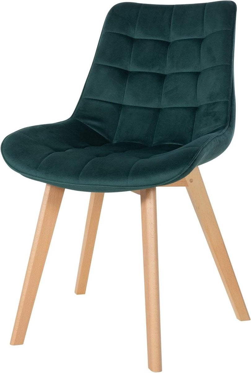 Eetkamerstoel Brook Velvet Groen - Scandinavisch Ontwerp - Hoogte: 84 cm
