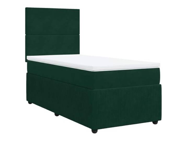 Makastle Boxspringbett mit Matratze Dunkelgrün 90x200 cm Samt Höhenverstellbares Kopfteil