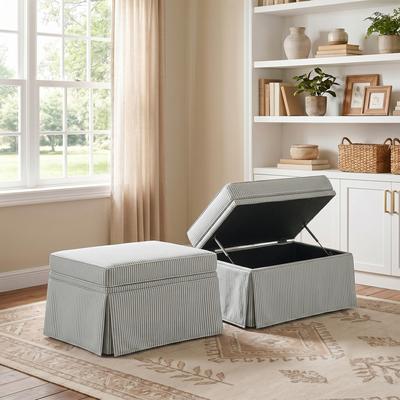 Uixe Set of 2 Cheille Skirted Rectangular Flip-Top Storage Ottoman