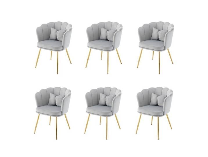 Chaises modernes en velours - Lot de 6 chaises - Gris - Velours - Dimensions assemblées: 63x58x77 cm - Design pétale