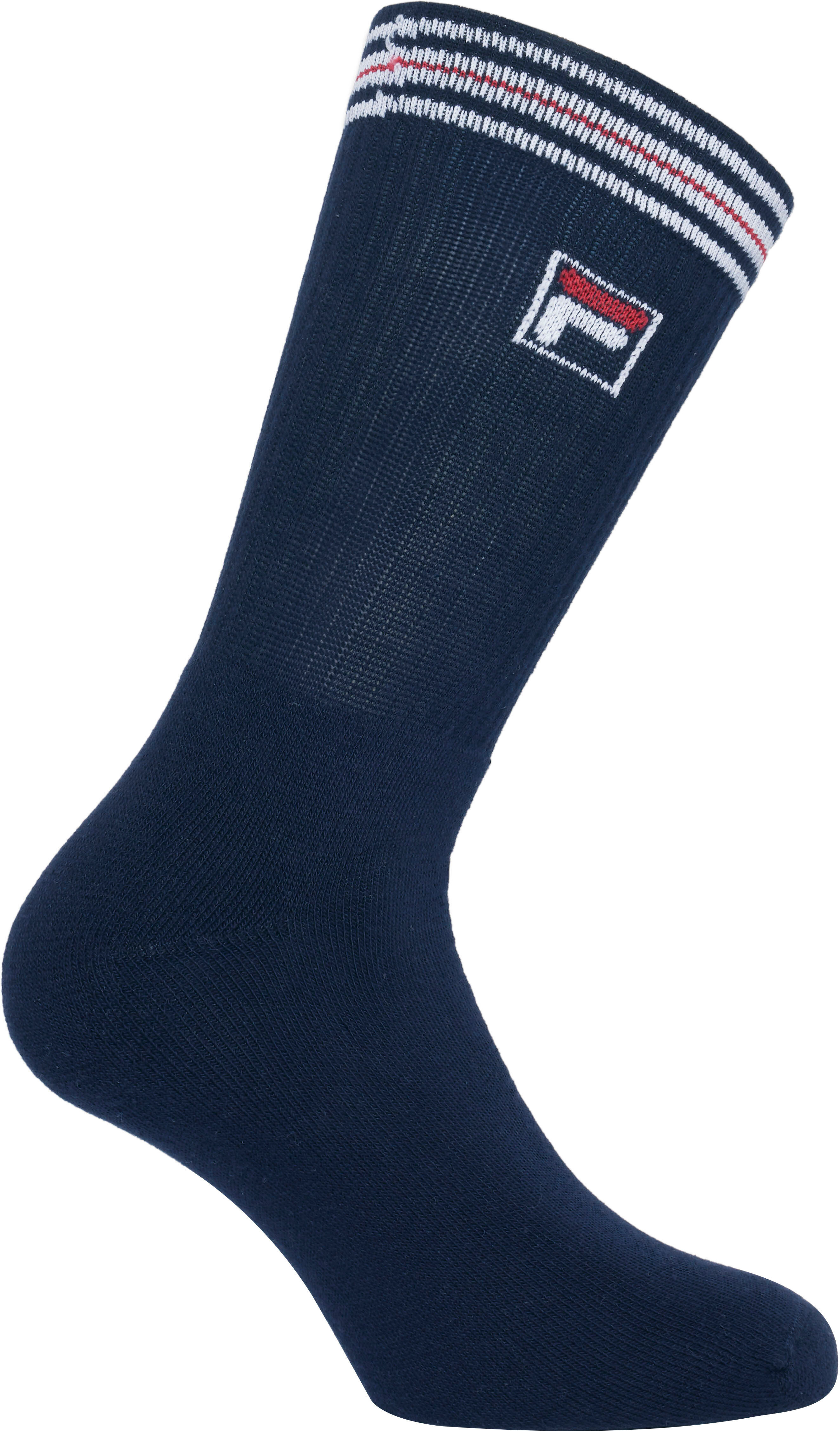 Sportsocken FILA "UNISEX TOP QUALITY FULL TERRY VINTAGE SOCKS", Damen, Gr. 35-38, blau (weiß navy), Baumwollmischung, unifarben, normal, Socken Sportsocken, sportliches Design mit Logodetail weiß navy 35-38