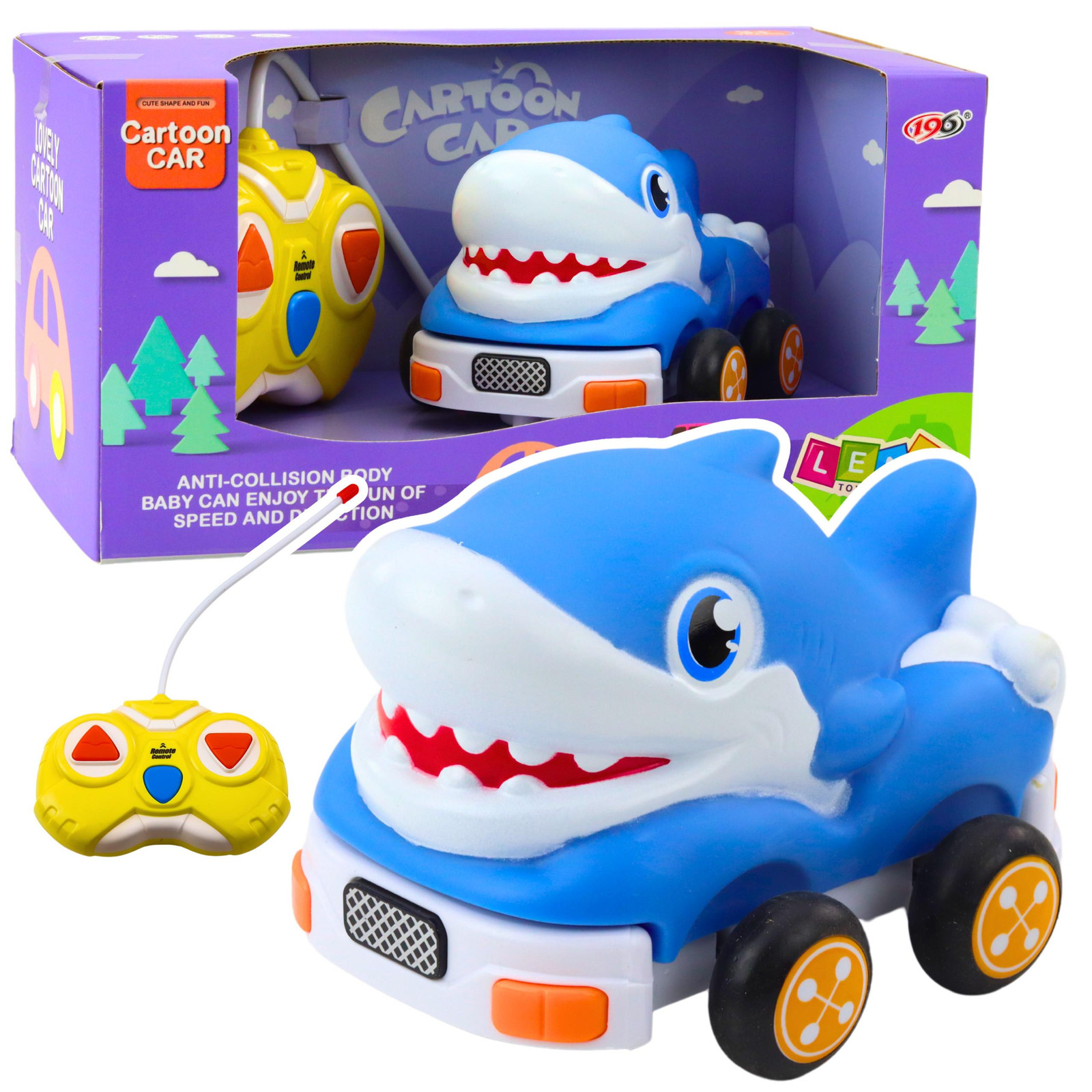 Lean Toys Blue Shark RC auto voor peuters