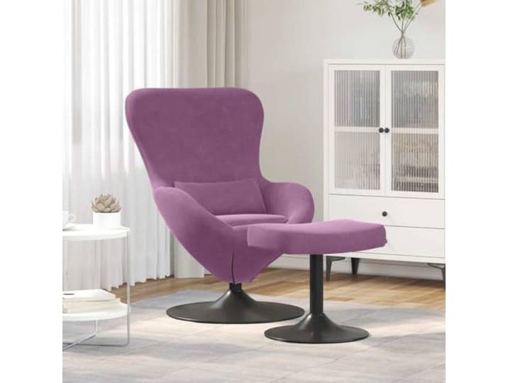 YUTAASU Velvet Lounge Chair Purple with Ottoman 360-Degree Swivel Base, Modern Minimalist Design, Soft Plush Fabric, Easy Care for Living Room