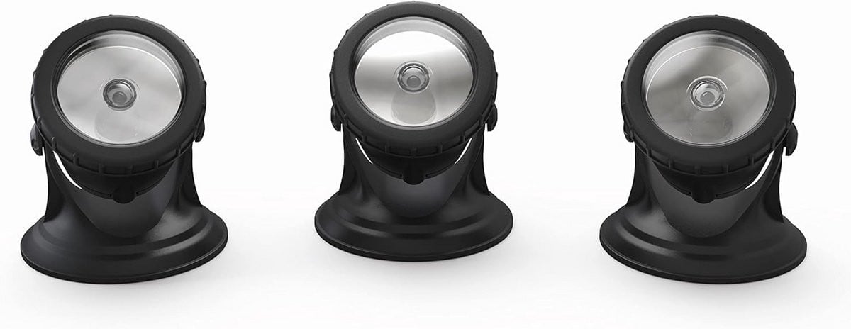 Verlichtingsset voor vijver en tuin met 3x warmwitte LED spots