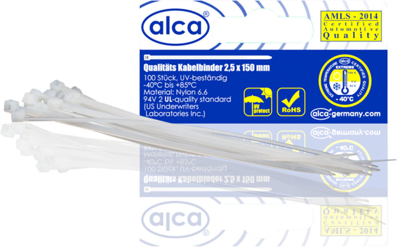 Alca Sortiment, Kabelbinder 2,5*150mm 100 St. Weiß 623150