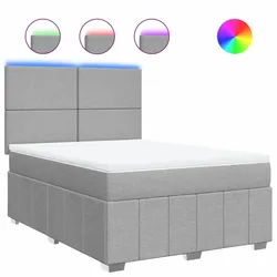 vidaXL Boxspringbett mit Matratze Hellgrau 140x200 cm Stoff