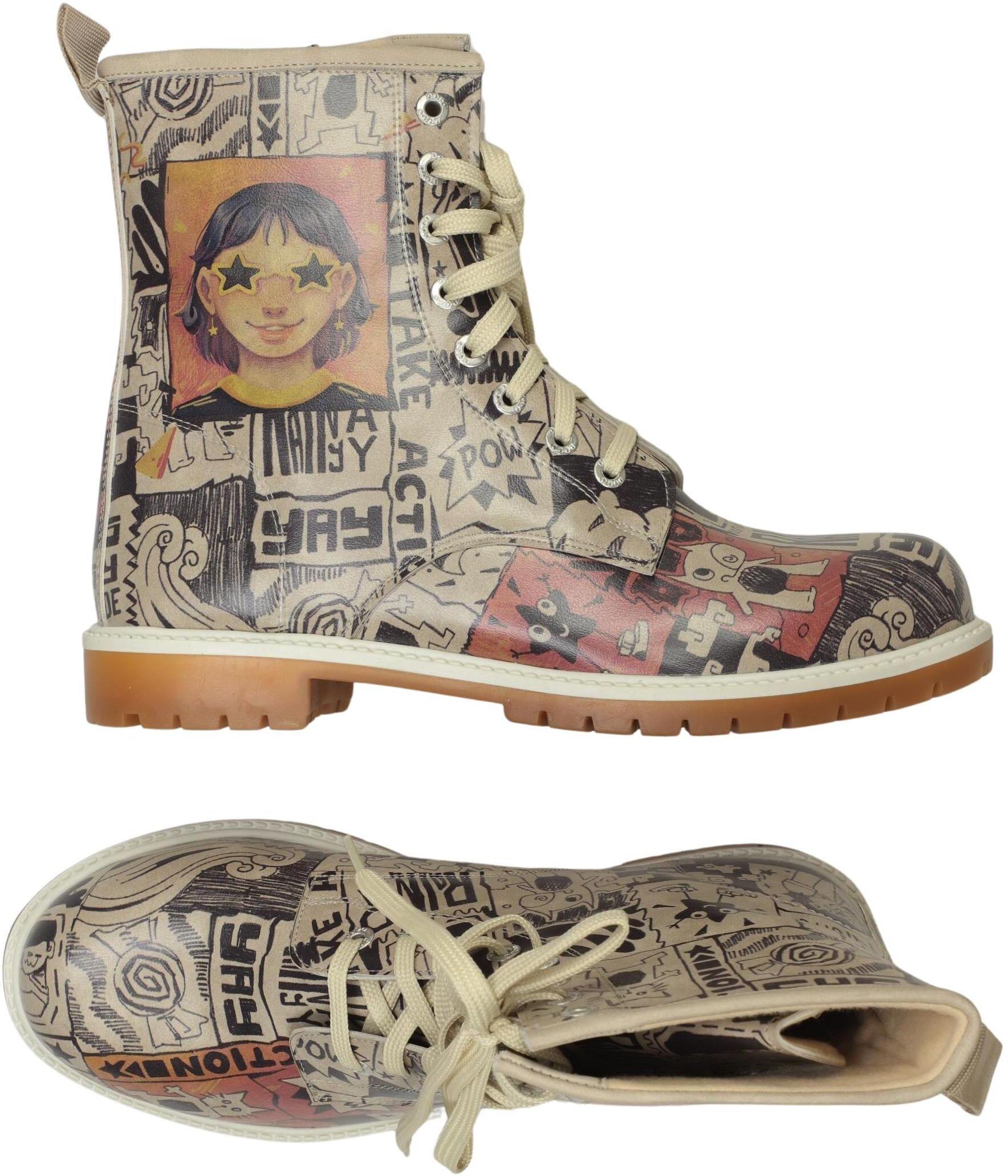 Dogo Damen Stiefelette, Beige, Gr. EU 41, Kunstleder - Second Hand