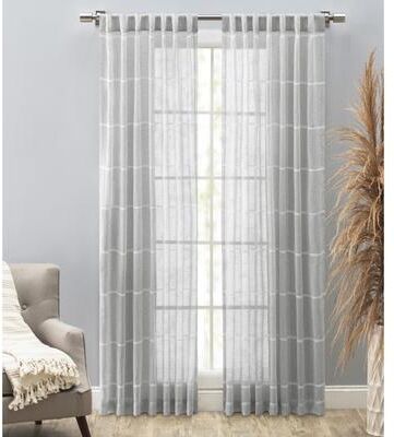 Ricardo Horizon Stripe Premium Sheer Rod Pocket W Back Tab Curtain Panel