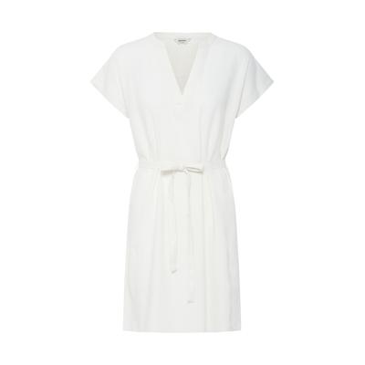 Minikleid OXMO "Minikleid OXNInna Linen Mix Vneck", Damen, Gr. 40, N-Gr, beige (marshmallow), Obermaterial: 80% Viskose LENZING LenzingCV. 20% Leinen LI., Kleider Minikleid