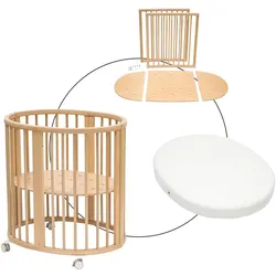 Stokke® Sleepi™ Babybett Sleepi Mini. Inkl. Umbausatz zum Kinderbett und Matratze, natur | lila