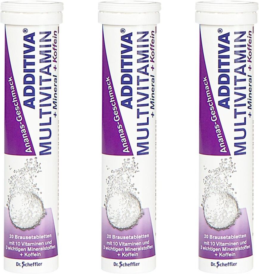 Additiva Multivit.+Mineral+Koffein Ananas Brausetabletten 3x20stk